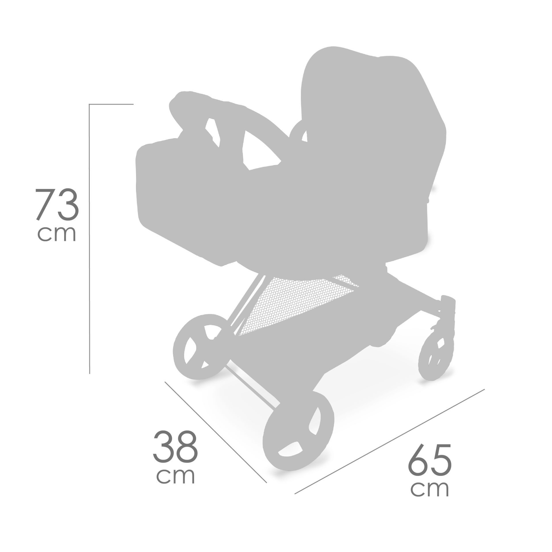 DeCuevas 81777 Skládací kočárek pro panenky 3 v 1 s batůžkem - 73 cm - vada obalu