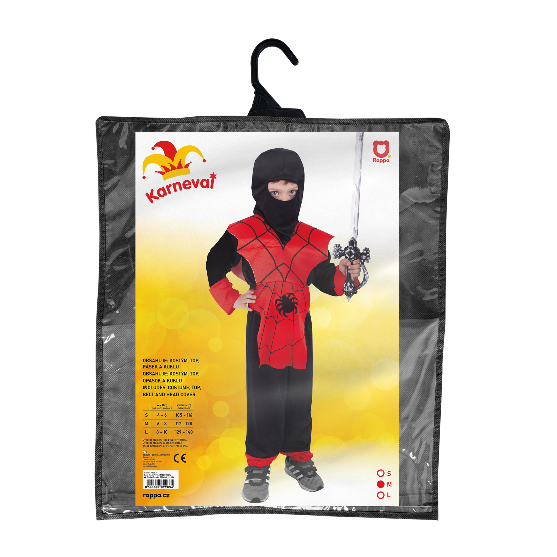 Dětský kostým červený ninja (M)