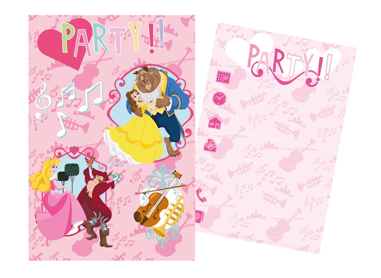 Sada párty 5 pozvánek + 5 obálek Disney Princezny