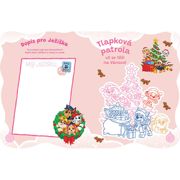 Vánoční omalovánky se samolepkami Paw Patrol/Tlapková Patrola holky