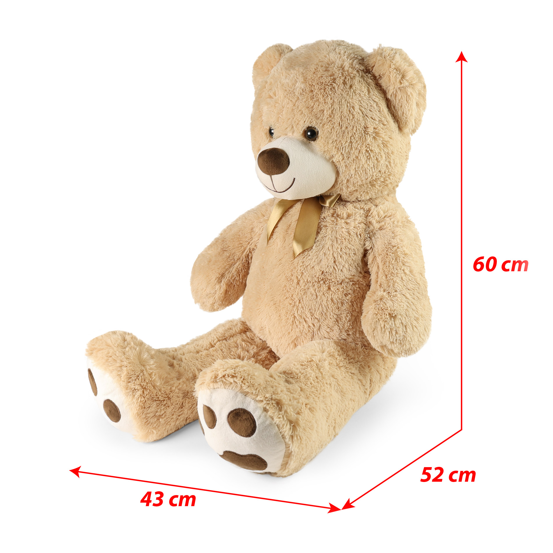 Velký plyšový medvěd Fido světle hnědý s visačkou 100 cm