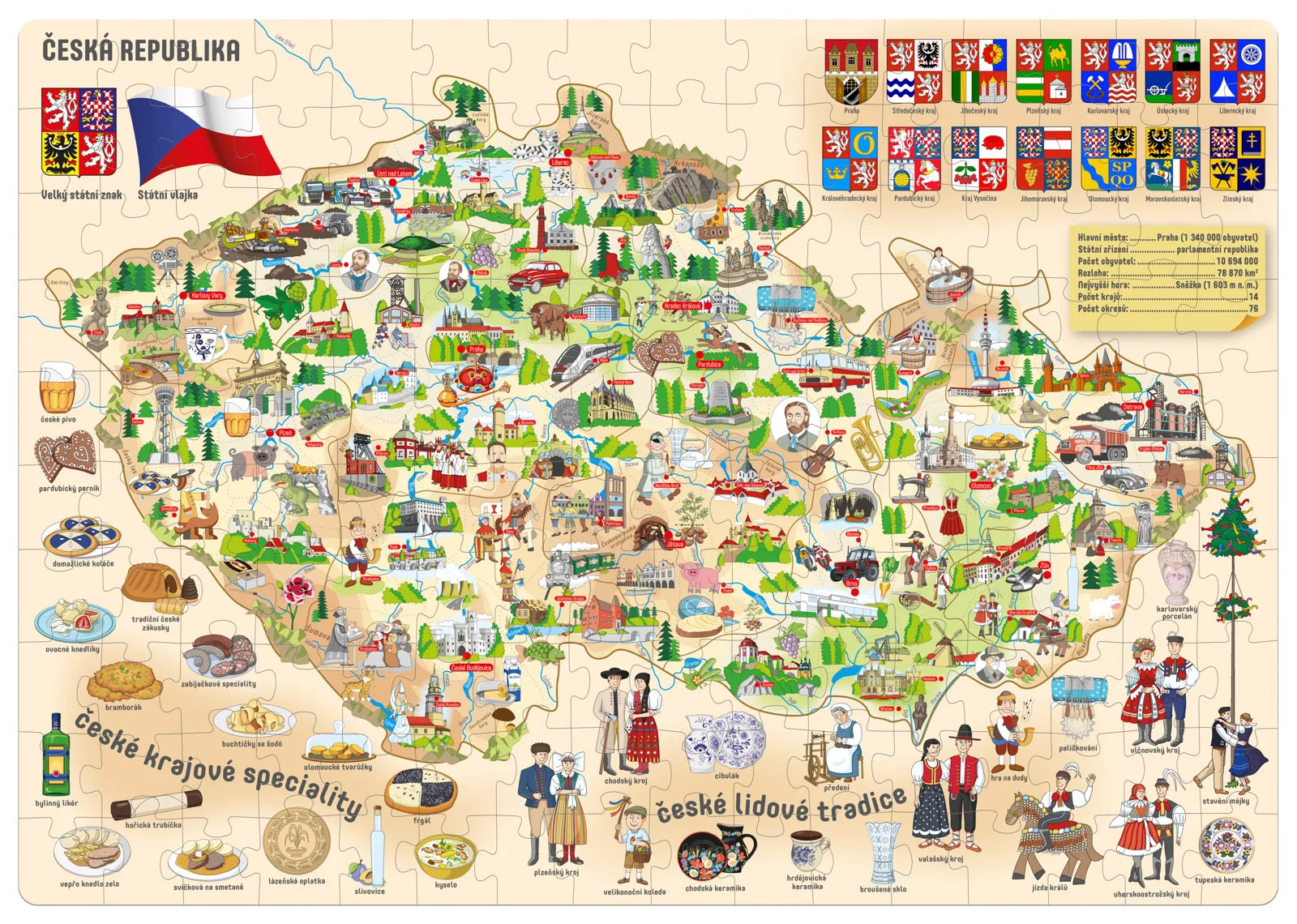 Puzzle - Mapa České republiky 160 ks