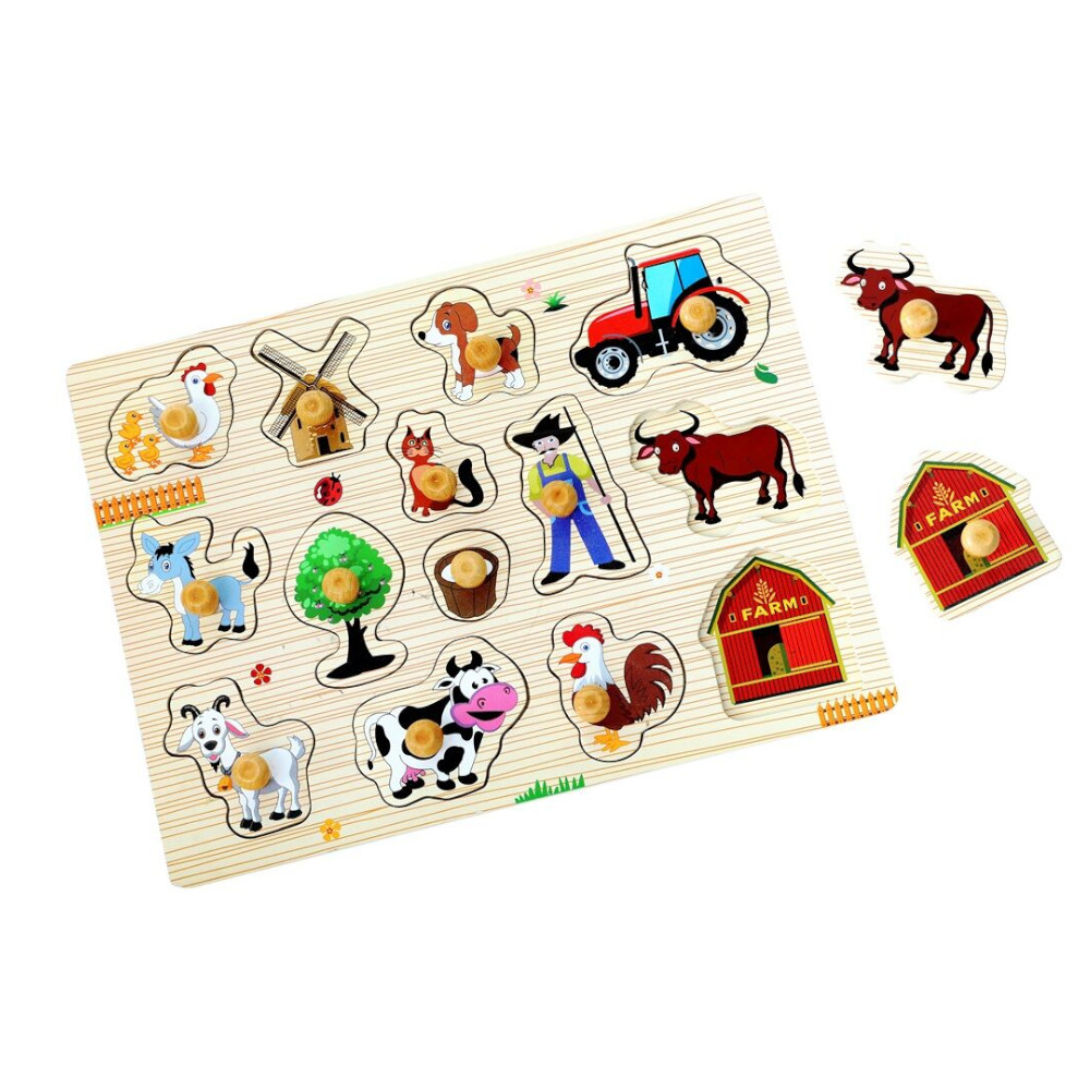 2Kids Toys Dřevěné puzzle Farma 14 dílků