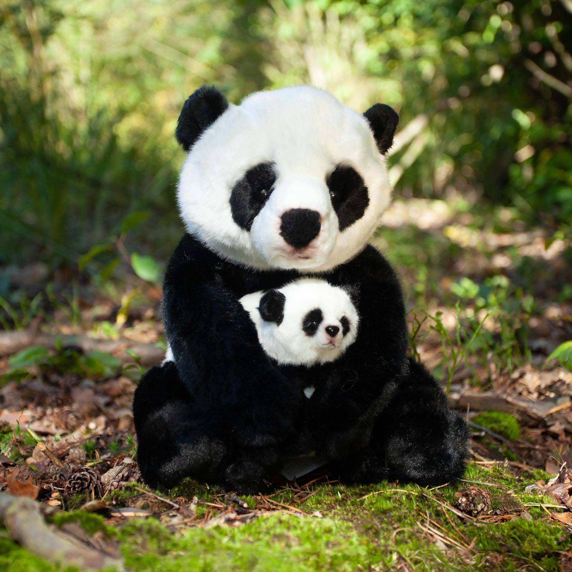 Plyšová panda s mládětem 27 cm ECO-FRIENDLY
