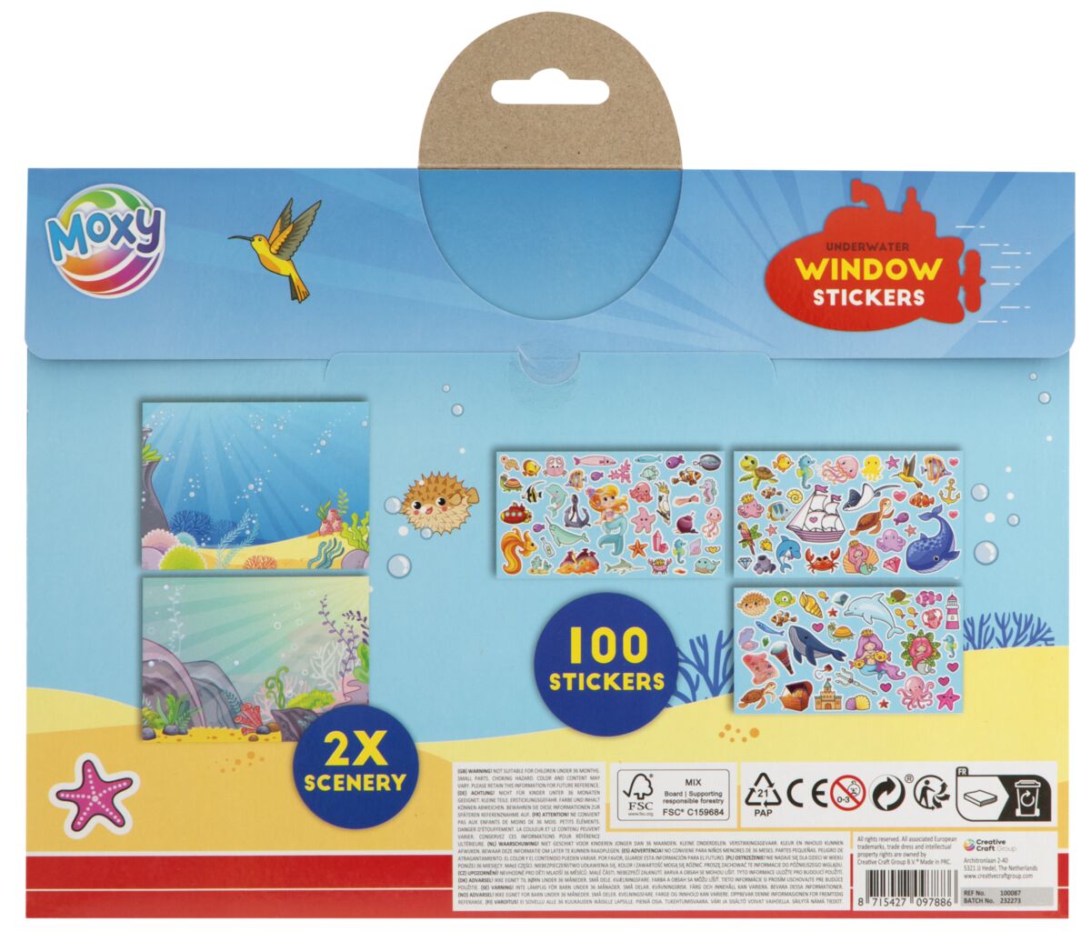 Kreativní set okenní samolepky moře 100+ ks a 2 scenérie 29x21 cm
